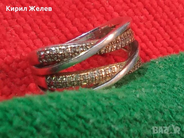 ПРЕКРАСЕН СКЪПОЦЕНЕН СРЕБЪРЕН ПРЪСТЕН СРЕБРО 925 с БЯЛА ПОЗЛАТА и ИСКРЯЩИ КРАСИВИ ЦИРКОНИ 44272, снимка 2 - Пръстени - 45574946