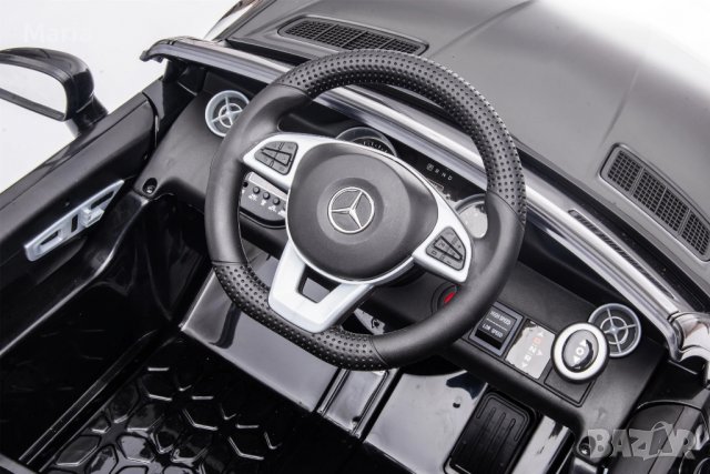 Акумулаторен КОЛА Licensed Mercedes Benz SLC300 12V с меки гуми с Кожена седалка, снимка 13 - Детски велосипеди, триколки и коли - 37014556