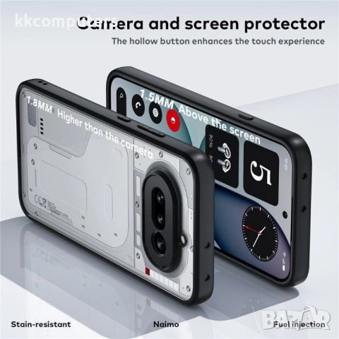 PC+TPU Калъф за Nothing Phone (4a) - Шокоустойчив, Повдигнат ръб за камера, Прозрачен, снимка 4 - Калъфи, кейсове - 54087459