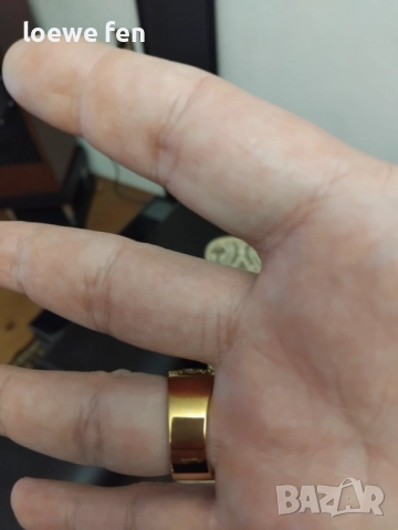 Мъжки пръстен неръждаема стомана масивен позлатен, снимка 10 - Пръстени - 52356823