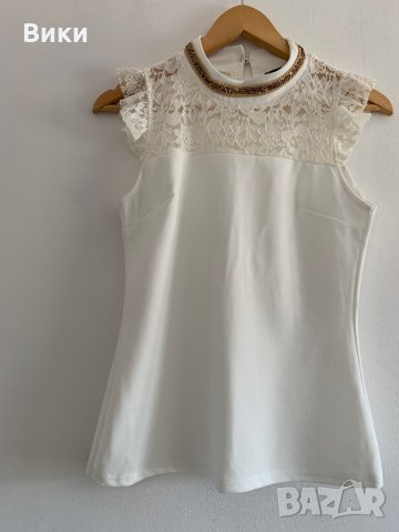 Красива дамска блуза с дантела, снимка 2 - Тениски - 29085518