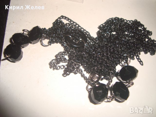 Винтидж огърлица с ФАСЕТИРАНИ ЧЕРНИ ГОЛИМИ КРИСТАЛИ 13351, снимка 3 - Колиета, медальони, синджири - 31428566