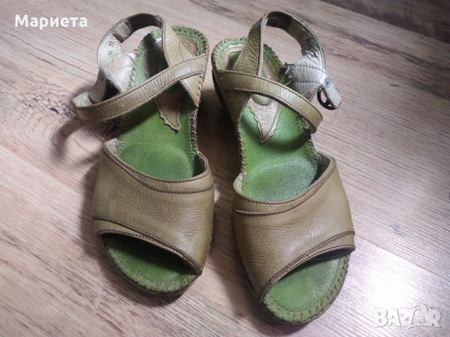 Сандали El Naturalista 38 Естествена кожа Зелени Дамски Обувки , снимка 8 - Сандали - 33749819