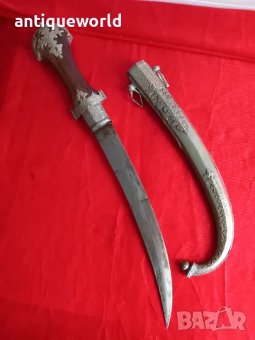 Стара Голяма Сребърна Кама КУМАЯ , Ханджар, снимка 5 - Антикварни и старинни предмети - 48131180
