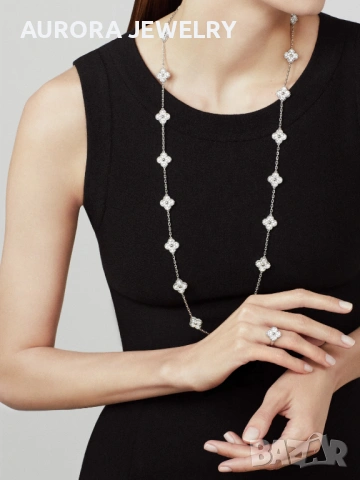 Van Cleef & Arpels VCA Silver Diamonds Vintage Alhambra Clover Дамски Пръстен, снимка 8 - Пръстени - 54200413