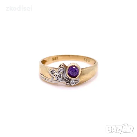 Златен дамски пръстен 2,01гр. размер:53 14кр. проба:585 модел:31684-2, снимка 1