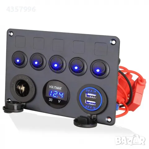 Панел за вграждане, 2 USB, зарядно 4.2А с 12V за кола камион и др.