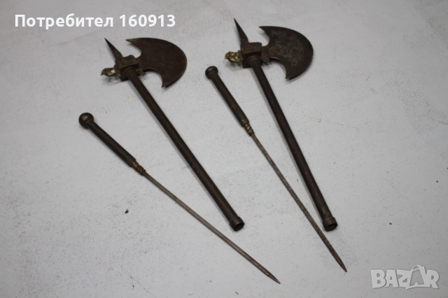 Ислямски Османски Индо-персийски Бойни Брадви с Шиш. Сет., снимка 13 - Антикварни и старинни предмети - 51443401