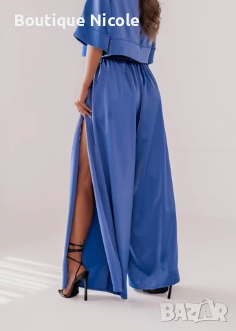 Сатенен сет риза и панталон  , снимка 2 - Комплекти - 50598428