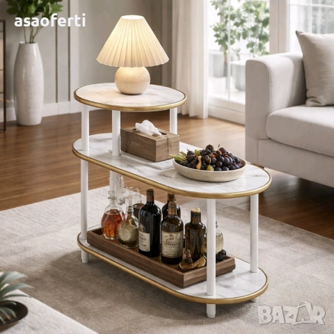 ​☕ Стилна Помощна Масичка на Три Нива с Колелца – Луксозен Дизайн (PINPIN FAMILY), снимка 3 - Маси - 53108463