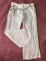 Бял ленен панталон с колан, размер S, снимка 1