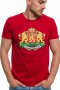 Нова мъжка червена тениска с релефен трансферен печат Герб на България