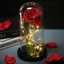 Вечна роза в стъкленица с лампички, снимка 2