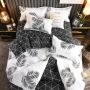 Мек и приятен спален комплект 180x220 бял с черни листа 4 части, снимка 7