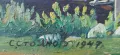 Картина, пейзаж, къщи, худ. С. Стоянов, 1947 г., снимка 2
