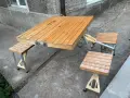 сгъваема дървена маса със столове, снимка 1