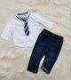 Детски официален комплект 6-9 месеца дънки риза и вратовръзка, снимка 13