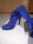 Сини дамски ботуши на ток, снимка 7