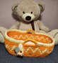 Плетен бебешки кош за спане, нов оранжев и розов, снимка 1 - Бебешки легла и матраци - 44334817