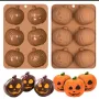 6 полу топка топки тиква Хелоуин Halloween силиконов молд форма фондан шоколад бонбони гипс декор, снимка 1