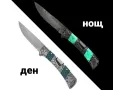 Сгъваем фосфоресциращ нож,дамаска стомана с гравирана дръжка SWAT, снимка 3