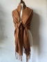 Кафяв, голям Шал от 100 % кашмир, цвят светъл карамел, снимка 1
