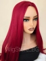 Дълга права червена перука без бретон, снимка 2