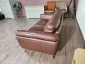 Кафяв кожен диван двойка, снимка 7