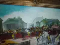 Тореадори. Масло на платно . Стара испанска картина с изящна дървена рамка с размери от снимките, снимка 5