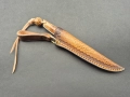 Компактен ловен нож,фултанг дамаска стомана с кожена кания, LN426, снимка 10