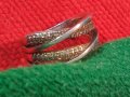 ПРЕКРАСЕН СКЪПОЦЕНЕН СРЕБЪРЕН ПРЪСТЕН СРЕБРО 925 с БЯЛА ПОЗЛАТА и ИСКРЯЩИ КРАСИВИ ЦИРКОНИ 44272, снимка 2