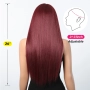 73 см Тъмно червена бургунди бордо права перука с дантела 13x4x1, снимка 2