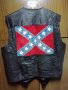 Confederate Flag Stars and Stripes Leather Vintage оригинална кожена жилетка , снимка 1