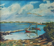 Картина, лодки, море, худ. Й. Сколаковъ, 1941 г., снимка 2