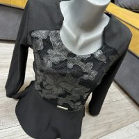 Дамска блуза / черна / официална / с бродерия / Pole & Pole Clothing , снимка 2 - Блузи с дълъг ръкав и пуловери - 38978282