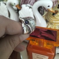 Авторски сребърен пръстен със сапфири 950, снимка 5 - Пръстени - 42178680