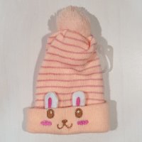 Нова бебешка шапка Зайче, в два цвята, до 1 година, снимка 3 - Бебешки шапки - 34967046