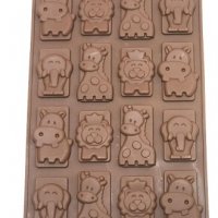 16 шоко блокчета плочки  животни силиконов молд форма за фондан шоколад декорация торта бисквитки , снимка 1 - Форми - 21168730