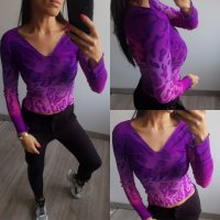 Нова колекция блузка от изключително фина мрежа в неон-розов и лилав цвят на намаление, снимка 1 - Блузи с дълъг ръкав и пуловери - 29440061
