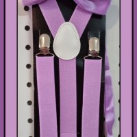 Комплект тиранти и папионка в светло лилав цвят, снимка 1 - Други - 39473559