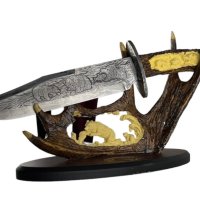 ловен нож колекционерски нож сувенир подарьк трофейна поставка 22cM, снимка 3 - Ножове - 42080954