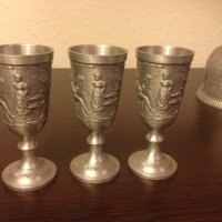 Старинни немски калаени предмети кана чаши чаша серия "Lindenwirthin", снимка 13 - Колекции - 44280240