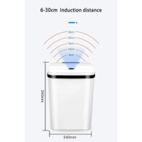 Кош за отпадъци със сензор за вдигане на капака, зарежда се с батерии, 15литра, снимка 5 - Други - 44635804