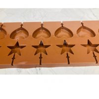 12 бр сърце звезда силиконов молд форма за направа на близалки на клечка декор торта фондан шоколад, снимка 2 - Форми - 39759983