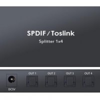 1X4 SPDIF Splitter TOSLINK Оптичен Сплитер за Цифрово Оптично Аудио 1Вход 4Изхода LPCM2 DTS DolbyAC3, снимка 1 - Ресийвъри, усилватели, смесителни пултове - 30893490