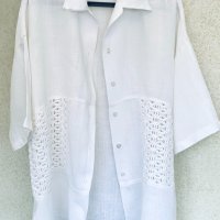 Голяма бяла риза-туника OPIUM Германия 100% лен, снимка 6 - Ризи - 37040801