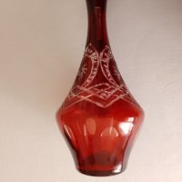Кристална гарафа,Ваза цветен червен кристал, снимка 3 - Антикварни и старинни предмети - 42251736