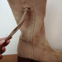 №39 ONLY дамски обувки боти ботуши от естествена кожа велур в бежов цвят-подарък при поръчка над 7лв, снимка 10 - Дамски ботуши - 42814435