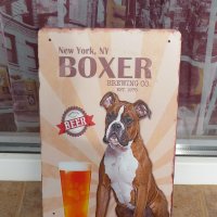 Метална табела бира Боксер куче Boxer за истински мъже премиум Ню Йорк, снимка 1 - Колекции - 42756133