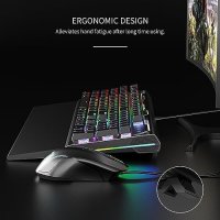 Нова Механична геймърска кабелна клавиатура с RGB подсветка и сгъваема подложка за китката, снимка 3 - Клавиатури и мишки - 42427061